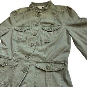 Women’s Olive Green Utility Military Jacket St John’s Bay M Cargo Pocket